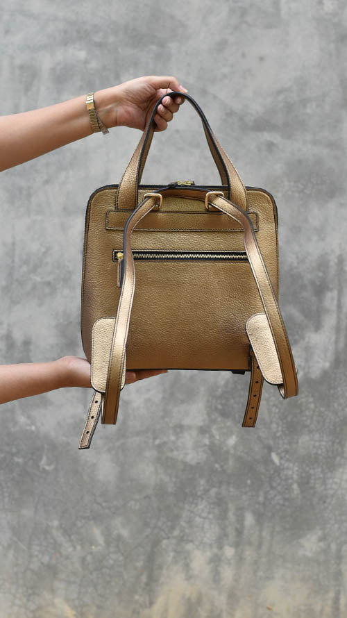 Woven Bronze Little Drew Backpack